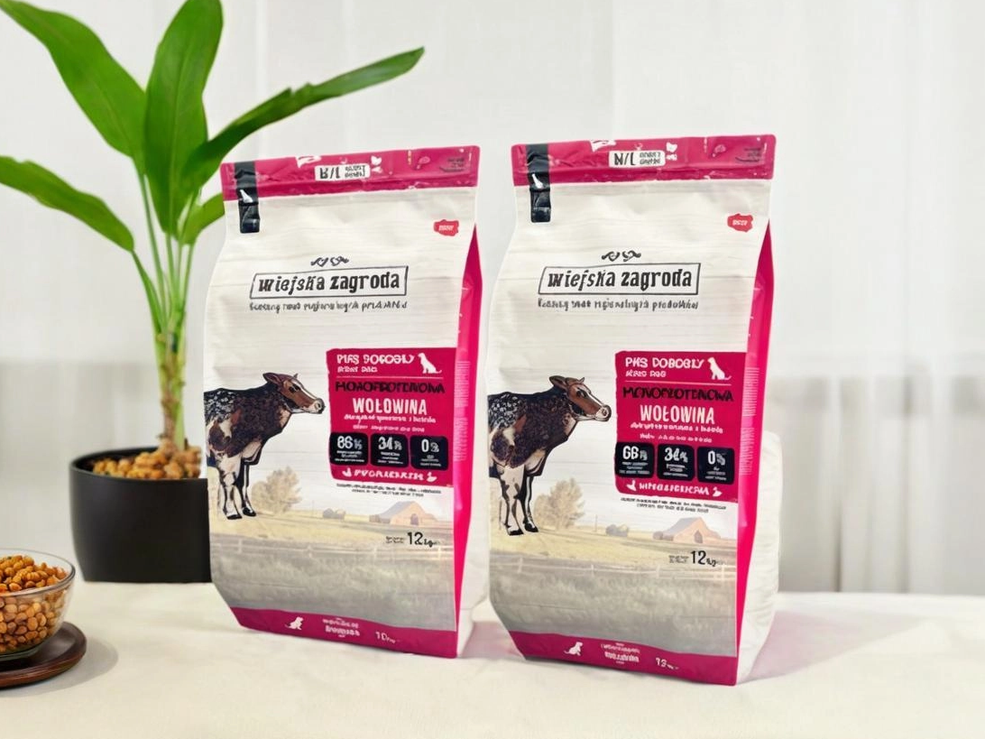 Premium quad sigilli sacculos pet cibum products